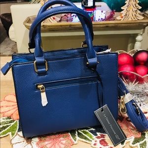 Royal blue vegan leather dressing handbag